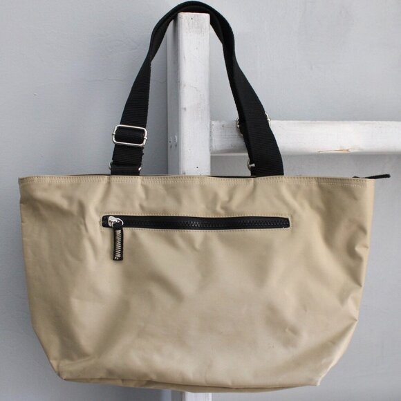 Kenneth Cole Y2K Tan Beige Black Nylon Zip-Up Utility Multi-Pocket Handbag Tote - Picture 2 of 7